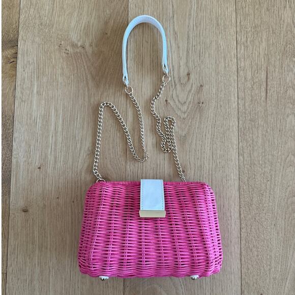 Talbots - Wicket and Leather magnetic Clasp Bag in Pink White & Gold - Picture 1 of 6